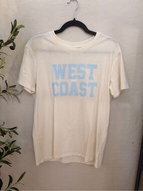 West Coast Graphic Tee - Cream with Light Blue Print